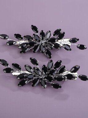 Black Rhinestone Bridal Hair Clips Crystal Wedding Hair Barrette for Women Decor